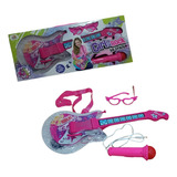Guitarra Musical Infantil Girls Rock Com Óculos E Microfone