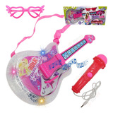 Guitarra Musical Infantil Girls Rock Com Óculos E Microfone