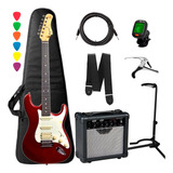 Guitarra Strato Tagima Tg-540 Escala Escura Awh + Acessórios