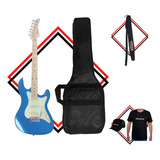 Guitarra Strinberg Strato Sts100 Acessórios + Camiseta Boné Cor Azul Material Do Diapasão Cromado Orientação Da Mão Destro