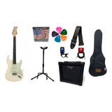 Guitarra Tagima Tg500 Ow E/mg Wh Woodstock Completo Kit Mãe