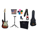Guitarra Tagima Tg500 Sb E/mg Woodstock Completo Kit Mãe
