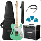 Guitarra Telecaster Thinline Gte300 + Ampli E Acessórios Cor Verde Orientação Da Mão Destro