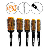  Hairdo Kit 5 Escovas Cabelo Profissional Cerâmica Térmica Com Bolsa Cor Preta E Laranja