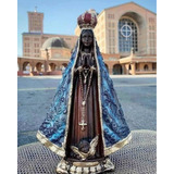 Imagem Nossa Senhora Aparecida Pó Mármore Pintura Óleo 15cm