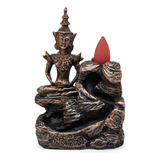  Incensário Buda Sidarta Cascata Fumaça Zen Nirvana + 5 Cone
