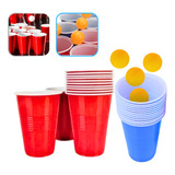  Jogo Beer Pong Copo Americano Descartável E Bolinha 24un