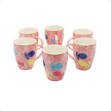  Jogo De Canecas Médias Cerâmica 290ml 6un Rosa P/ Café Chá 