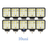 Kit 10 Farol Milha 16 Led 48w 12v/24v Quadrad Off-road 6000k