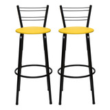 Kit 2 Banqueta Alta Flórida Preto Cozinha Bar Balcão