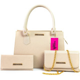 Kit 2 Bolsas + Carteira Karina Rosa Mega Promoção