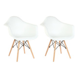 Kit 2 Cadeiras Garden Life Eames Com Braço Para Sala De Jantar Cozinha Cor Da Estrutura Branco