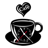  Kit 2 Café Xícara Bule Cozinha Relógio Parede Vinil Arte