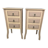 Kit 2 Criado Cabeceira Cama Quarto 3 Gavetas Puxadores Mdf