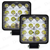 Kit 2 Farol Milha 16 Led 48w 12v/24v Quadrado Off-road 6000k
