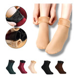  Kit 2 Meias De Pelúcia Lisas Térmica P/ Inverno Confortável