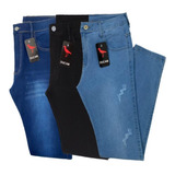 Kit 3 Calça Jeans Masculina Slim Original Elastano Lycra