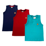 Kit 3 Camiseta Regata Infantil Menino Verão Roupa Algodão
