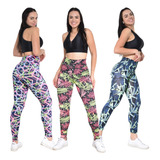  Kit 3 Legging Suplex Feminina Moda Fitness Academia Full