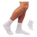  Kit 5 Pares Branca Meia Masculina Cano Médio Grossa Algodão