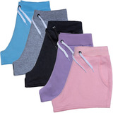 Kit 5short Feminino Leve Moletinho Academia Fitness Atacado