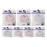  Kit 6 Cartelas Adesivo Pet Strass Multicolor Para Cachorro 