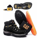 Kit Bota Adventure Caterpillar +chinelo Carteira Cinto Brind