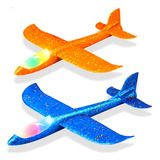  Kit Com 2 Avião Planador Isopor Com Led Voa De Verdade