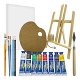  Kit Completo Para Iniciante Pintura Em Tela Tinta Acrílica