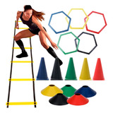  Kit Funcional Agilidade 5 Chapéus + 5 Cones + Escada + Aro
