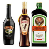  Kit Licores: Jagermeister + Amarula + Licor Baileys.