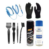  Kit Limpa Contato 03 Pincel Escova Ar Comprimido Luvas Puls
