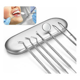  Kit Limpeza Dental Com Estojo Tártaro Sonda Espelho Pinça