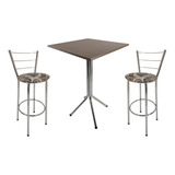 Kit Mesa Bistrô Alta Cromada 2 Banquetas Cromadas Oferta
