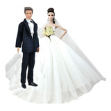  Kit P/ Boneca Barbie Ken Roupas Noivos Vestido Noiva Terno