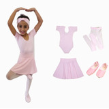  Kit Roupa De Ballet Infantil Uniforme Dança Com Sapatilha