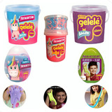  Kit Slime Unicórnio Glitter Surpresa Brilha Escuro 5 Peças