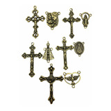 Kit Sortido 50 Crucifixos + 50 Entremeios Ouro Velho