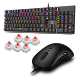  Kit Teclado E Mouse Teclado Mecanico Shuriken Rgb Switch Red Com Software Abnt2 Com Fio Pc Computador + Mouse Gamer Gladius Ergonomico Usb Para Notebook Dpi 16000 Ajustavel Pc Mousepad Gratis