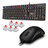  Kit Teclado E Mouse Teclado Mecanico Shuriken Rgb Switch Red Com Software Abnt2 Com Fio Pc Computador + Mouse Gamer Gladius Ergonomico Usb Para Notebook Dpi 16000 Ajustavel Pc Mousepad Gratis
