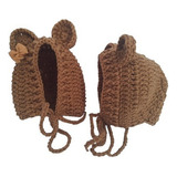  Kit Touca Bebe Urso, Em Croche Para Fotografia Newborn, Rn