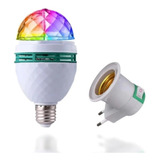 Lampada Giratória Rgb P/ Festas Bivolt + Adaptador Balada