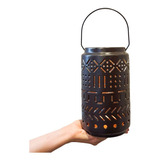 Lanterna Decorativa Cerâmica Preto Fosco