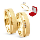Lindo Par Alianças Banhada Ouro 24k Com Zirconia