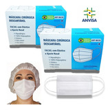 Máscara Descartável Proteção C/ Elástico Clipe Nasal 100 Un