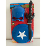  Máscara Escudo E Espada Capitão América Infantil Menino 