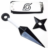 Mega Kit Ninja Naruto Bandana + Kunai 25cm + Shuriken 10cm