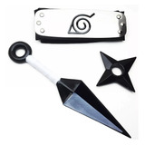 Mega Kit Ninja Naruto Bandana + Kunai 25cm + Shuriken 10cm