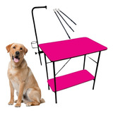  Mesa De Tosa Com Prateleira Rosa 