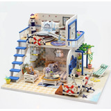  Miniatura Dollhouse Kit Realista Mini 3d Casa D Praia Linda